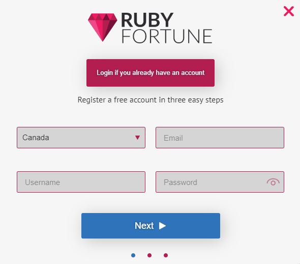 ruby fortune login
