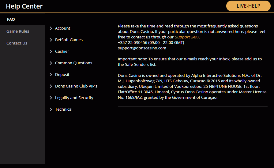 Dons Casino 6 don's casino support