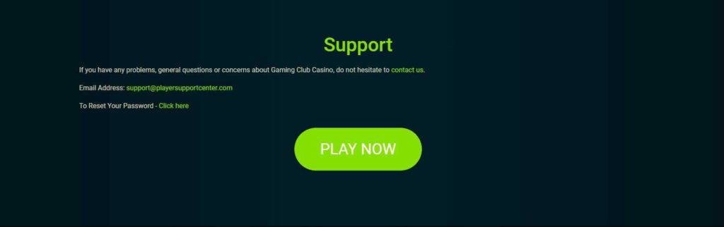 gaming club casino support