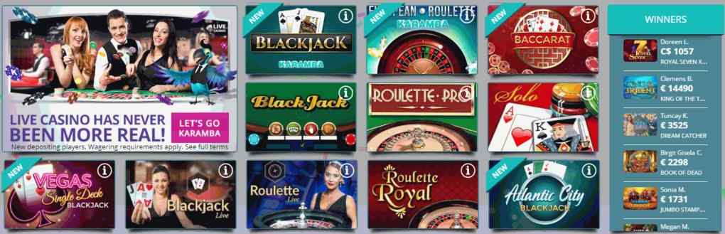 karamba casino games