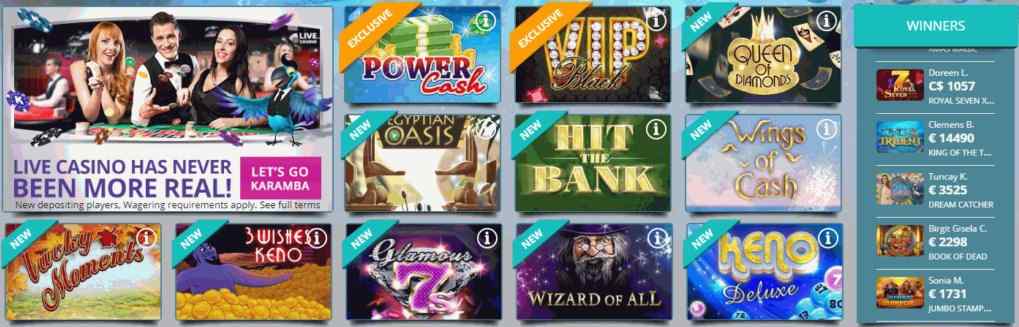 Karamba Casino 5 scratch games